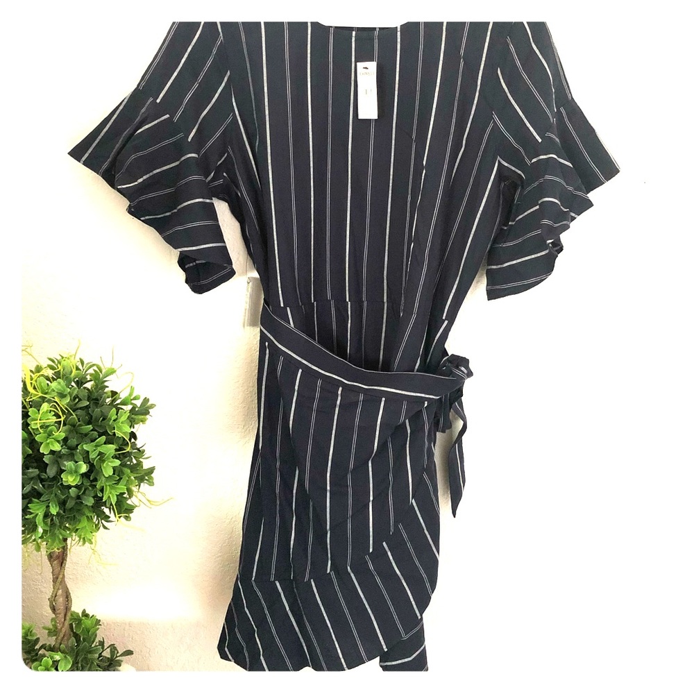 Express - Striped wrap cotton dress - Picture 2 of 5